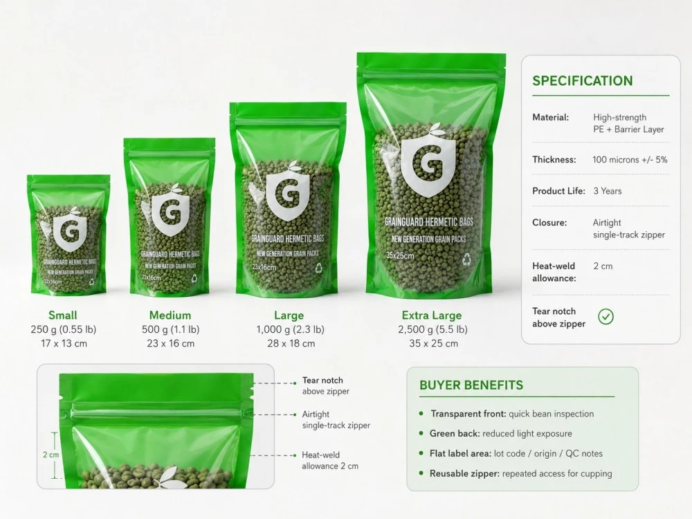 Airtight Sample Bag for Green Coffee Bean