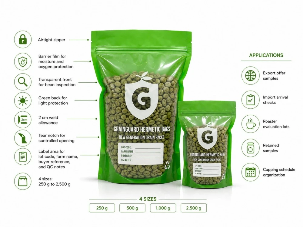 Airtight Sample Bag for Green Coffee Bean